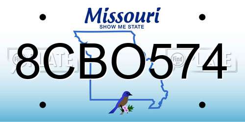 8CBO574 Missouri License Plate