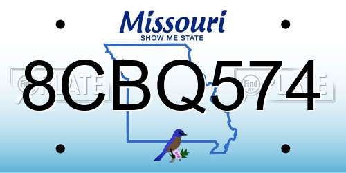 8CBQ574 Missouri License Plate