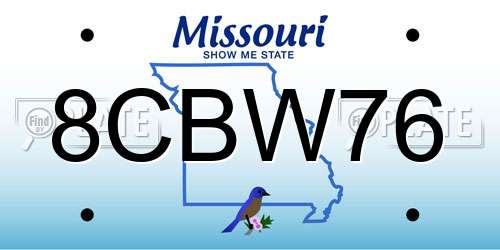 8CBW76 Missouri License Plate