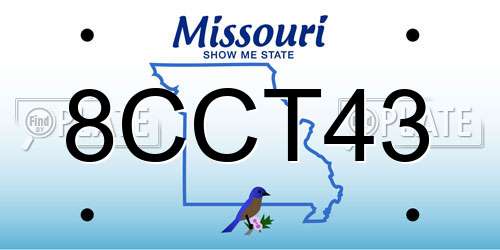 8CCT43 Missouri License Plate