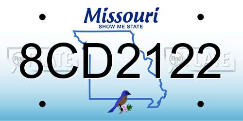 8CD2122 Missouri License Plate