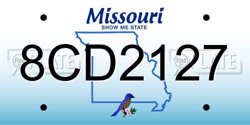 8CD2127 Missouri License Plate