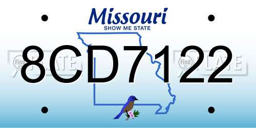 8CD7122 Missouri License Plate
