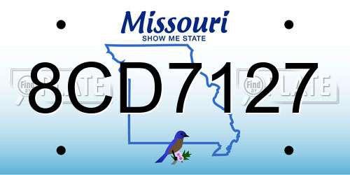 8CD7127 Missouri License Plate