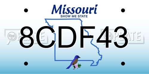 8CDF43 Missouri License Plate