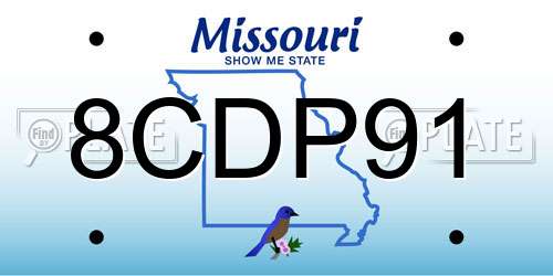 8CDP91 Missouri License Plate