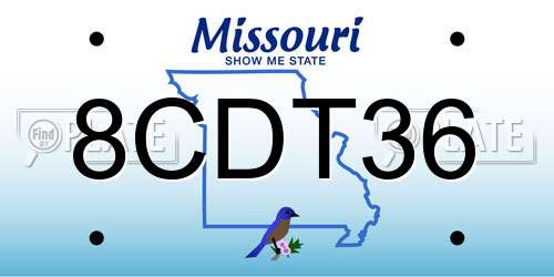 8CDT36 Missouri License Plate