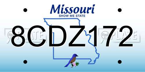 8CDZ172 Missouri License Plate