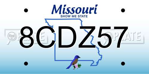 8CDZ57 Missouri License Plate