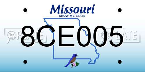 8CE005 Missouri License Plate