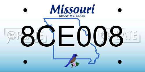 8CE008 Missouri License Plate