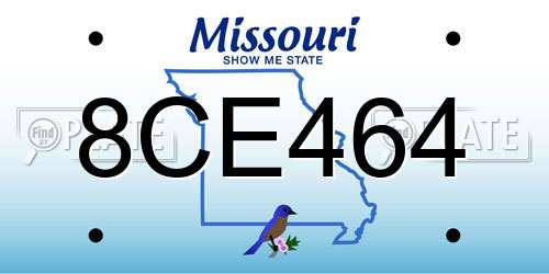 8CE464 Missouri License Plate
