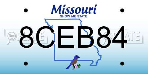 8CEB84 Missouri License Plate