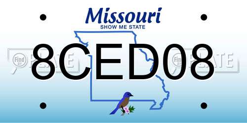 8CED08 Missouri License Plate