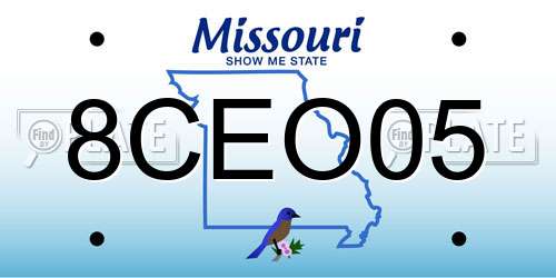 8CEO05 Missouri License Plate