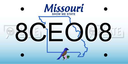 8CEO08 Missouri License Plate