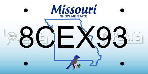 8CEX93 Missouri License Plate