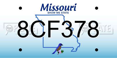 8CF378 Missouri License Plate