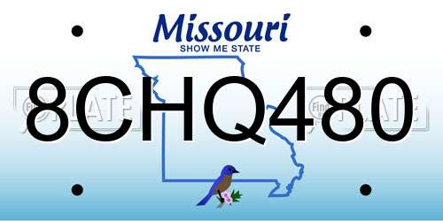8CHQ480 Missouri License Plate