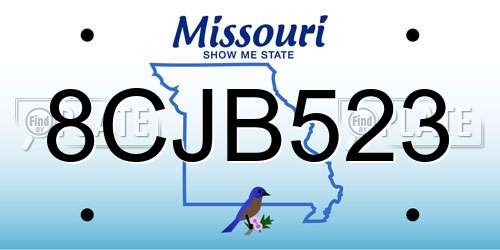 8CJB523 Missouri License Plate