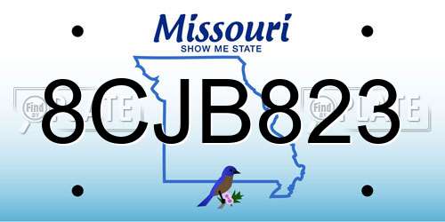 8CJB823 Missouri License Plate