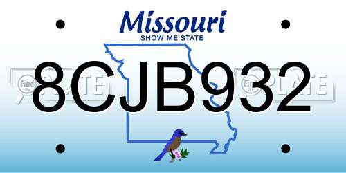8CJB932 Missouri License Plate