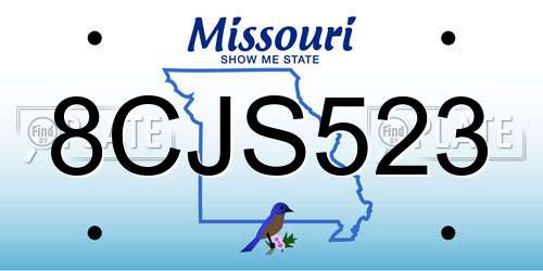8CJS523 Missouri License Plate