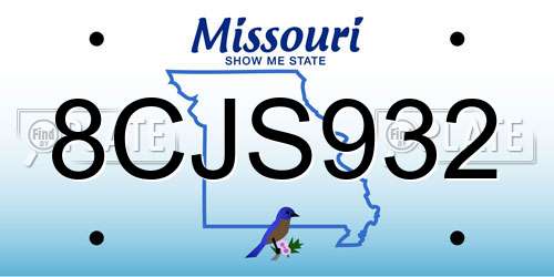 8CJS932 Missouri License Plate