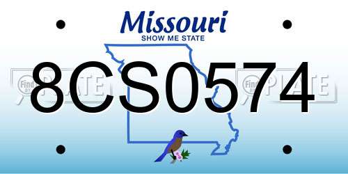 8CS0574 Missouri License Plate