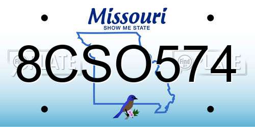 8CSO574 Missouri License Plate