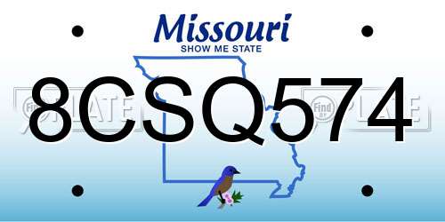 8CSQ574 Missouri License Plate
