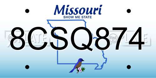8CSQ874 Missouri License Plate