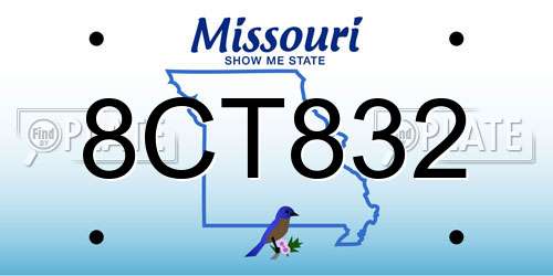8CT832 Missouri License Plate