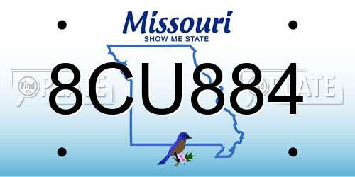8CU884 Missouri License Plate