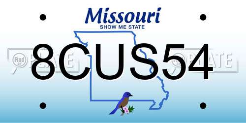 8CUS54 Missouri License Plate