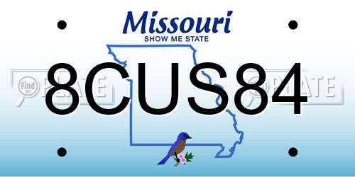 8CUS84 Missouri License Plate