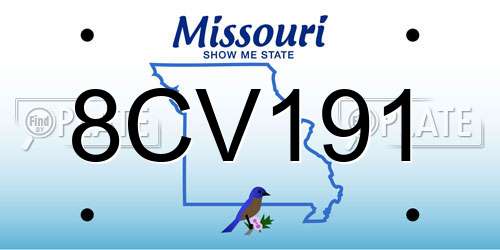8CV191 Missouri License Plate