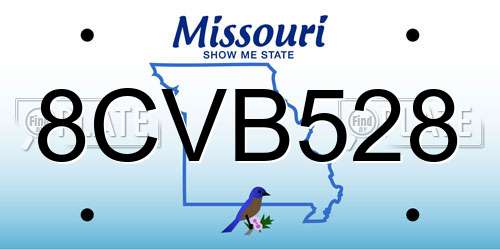 8CVB528 Missouri License Plate
