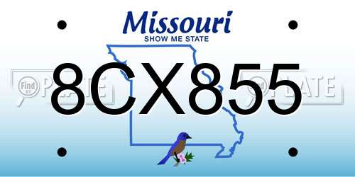 8CX855 Missouri License Plate