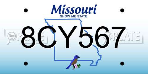 8CY567 Missouri License Plate