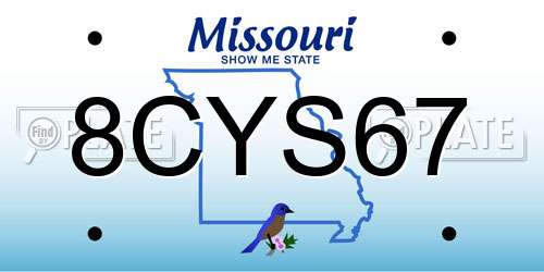 8CYS67 Missouri License Plate