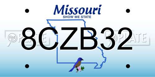 8CZB32 Missouri License Plate
