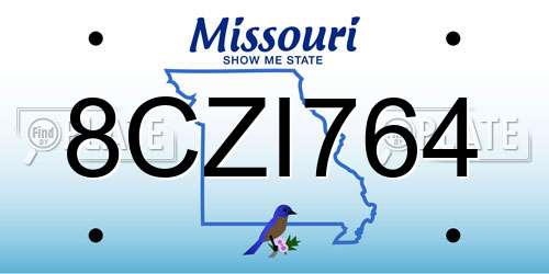 8CZI764 Missouri License Plate