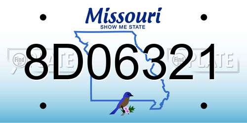 8D06321 Missouri License Plate