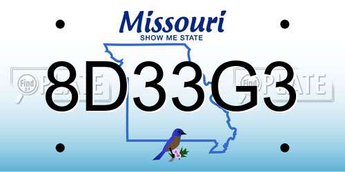 8D33G3 Missouri License Plate