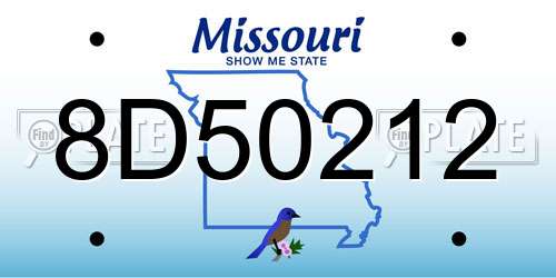 8D50212 Missouri License Plate