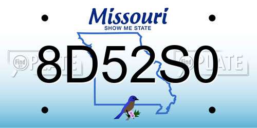 8D52S0 Missouri License Plate