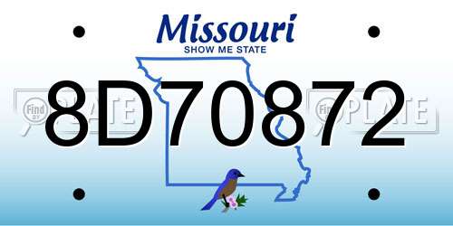 8D70872 Missouri License Plate