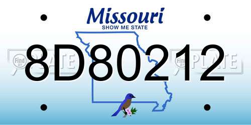 8D80212 Missouri License Plate