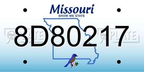 8D80217 Missouri License Plate